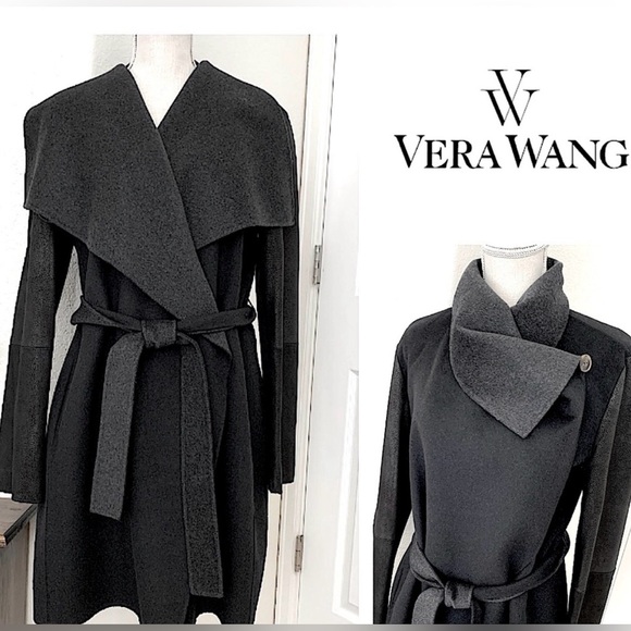 Vera Wang Jamie wool blend with leather Women's Coat - size S